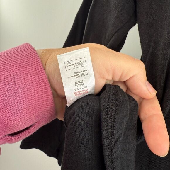 Temperley London M Black Satin Collar Scoop Cotton T Shirt Top Long Sleeve - Picture 12 of 12